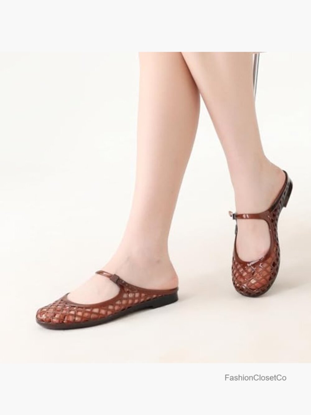 See-Through Mesh Mary Jane Flats Closed Toe Slip On Breathable Flat Sandals - Picture 2 of 7